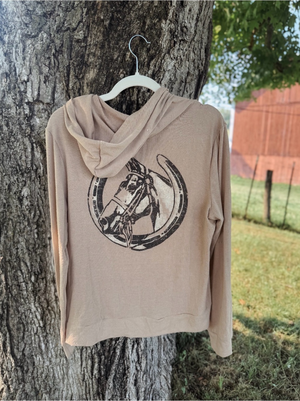 Rod’s Vintage equestrian Women's Hooded Graphic Zip Up 90s Y2K